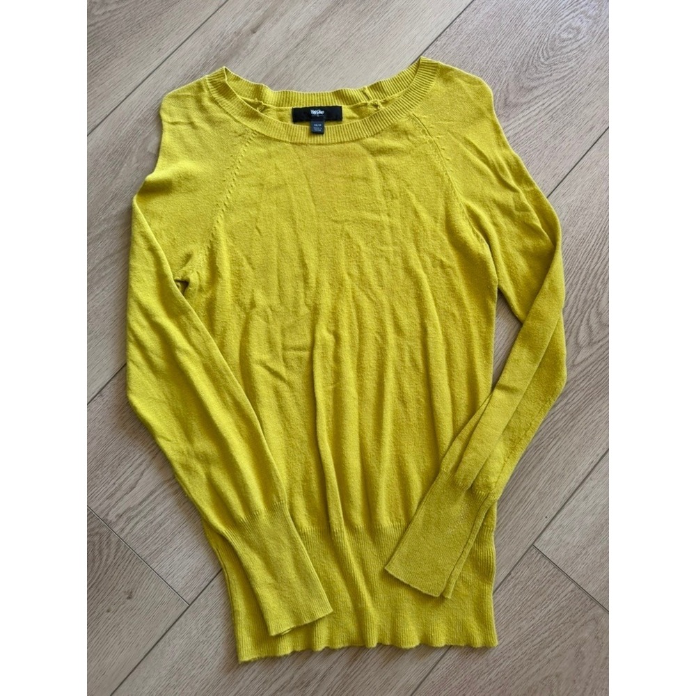 Mossimo‎ Womens Mustard Yellow Crew Neck Raglan Sleeve Knit Sweater XS TP